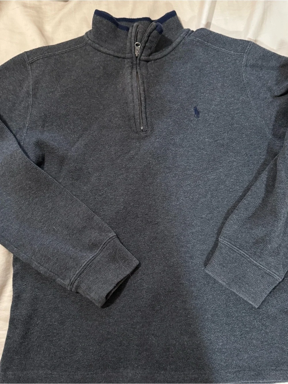 Ralph Lauren Kids Charcoal Half-Zip Sweater with Navy Pony size 14
